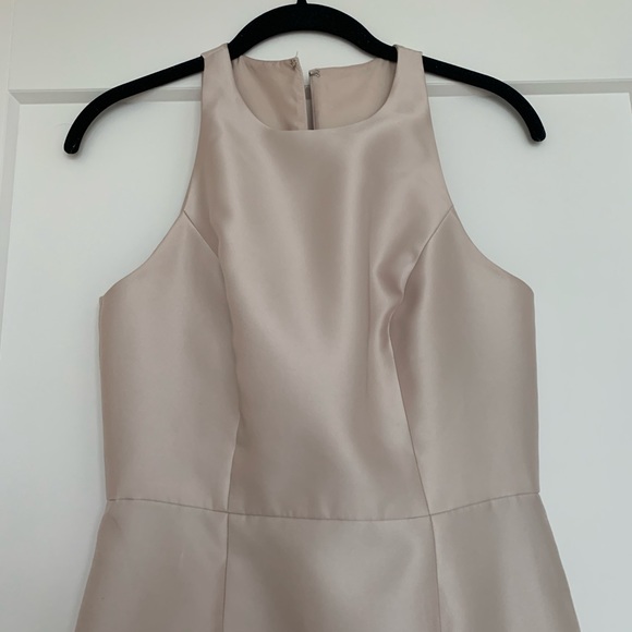 Dessy Satin Twill Champagne Bridesmaid Dress - Picture 7 of 9